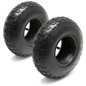 WILTEC Lot 2x Pneus 2x Chambres air Tondeuse autoportée 11x4.00-4 4PR Valve coudée Chariot Diable Jardin pas cher