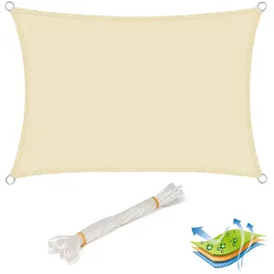 Voile d'ombrage Rectangulaire WOLTU - 3x4m - HDPE 180g/m² - Protection anti-UV - Couleur Crème pas cher