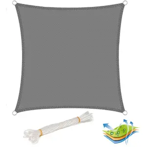 WOLTU Voile d’ombrage en HDPE,Carré, 4x4 m, Gris pas cher