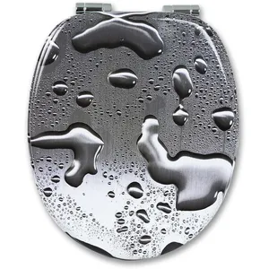 Abattant de toilette WOLTU en MDF avec charnière. Couvercle de WC. antibactérienne. 43.2x37.6cm. Goutte d'eau. Gris pas cher