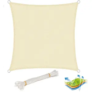 Voile d'ombrage carré WOLTU en HDPE 4x4m crème - protection UV pour jardin-terrasse pas cher
