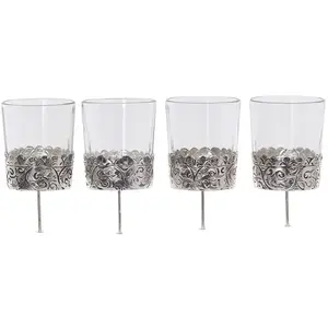 LOBERON Windlicht set van 4 Pinelle helder/zilverkleurig pas cher