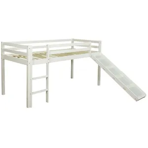 HOMESTYLE4U Lit blanc mi-haut avec matelas sommier à lattes pas cher