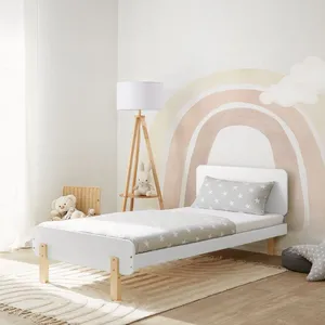 Lit junior - HomeStyle4U - 90x200 cm - Blanc - Bois massif - Design co...