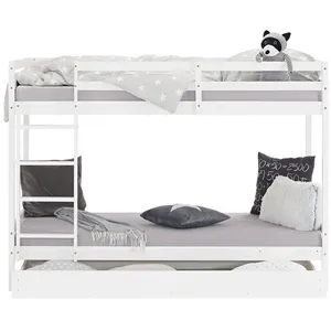 HOMESTYLE4U Lit superposé - Blanc - Matelas inclus - Tiroirs - 90x200 cm pas cher