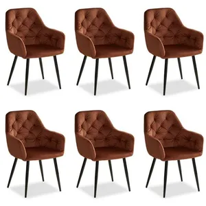 HOMESTYLE4U Chaise de Salle à Manger - Lot de 6 - Marron - Bois et Panneaux de Particules pas cher