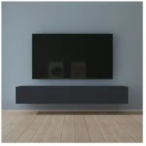 Mai & Mai Meuble TV Suspendue Armoire avec Soft-Close Table TV pour le Salon Gris Noir 200x40,2x30 cm TC002 pas cher