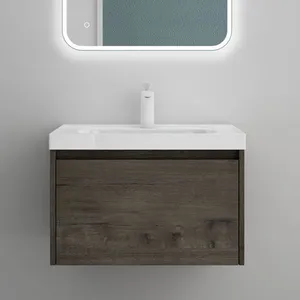 Mai & Mai® Meuble de Salle de Bain Gris-brun avec Lavabo Meuble sous Vasque 60x50x40cm Meuble Suspendu avec Tiroir Salerno pas cher