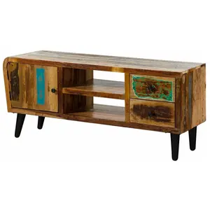 Massivmoebel24 Meuble TV - Bois massif recyclé multicolore laqué - Inspiration Vintage - SIXTIES #102Vendu parcdiscount