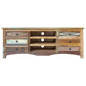 Massivmoebel24 Meuble TV - Bois massif recyclé multicolore laqué - Inspiration Ethnique - NATURE OF SPIRIT #16Vendu parcdiscount