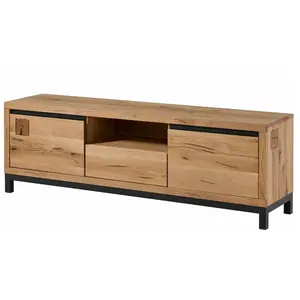 Massivmoebel24 Meuble TV - Bois massif de chêne sauvage huilé (Bois naturel) - VILLANDERS 113Vendu parcdiscount