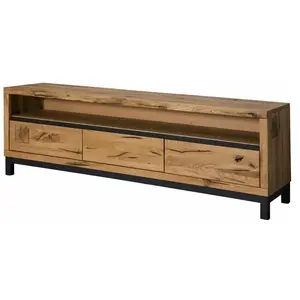 Massivmoebel24 Meuble TV - Bois massif de chêne sauvage huilé (Bois naturel) - VILLANDERS 114Vendu parcdiscount