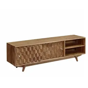 Massivmoebel24 Meuble TV - Bois massif d'acacia laqué (Bois naturel) - MOSAYK 101Vendu parcdiscount