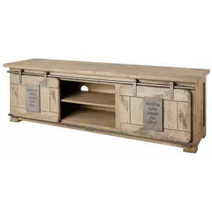 Meuble TV 160x45 Manguier laqué blanchi RAILWAY N° 301Vendu parcdiscount