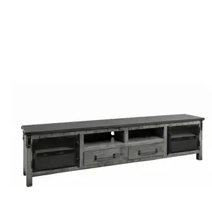 Massivmoebel24 Meuble TV 220x40 Manguier laqué Gris HEAVY INDUSTRY N° 135Vendu parcdiscount