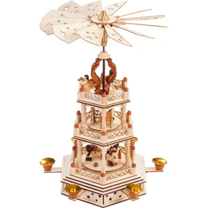 BRUBAKER Pyramide de Noël - Pyramide Tournante en Bois - Décoration de Noël - 44 cm de Hauteur - Figurines Peintes à la Main pas cher