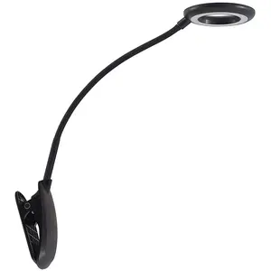 PRIOS - Klemlamp- met touchdimmer - 1licht - ABS, polycarbonaat - H: 51 cm - zwart - Inclusief lichtbronVendu parbol