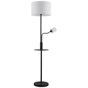 LINDBY Lampadaire Tissu avec une connexion USB 'Aovan' en métal pour salon & salle à manger pas cher