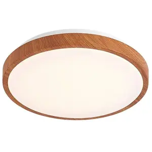 Lindby - LED plafondlamp - 1licht - ijzer, aluminium, kunststof - H: 9 cm - licht hout, wit - Inclusief lichtbron pas cher