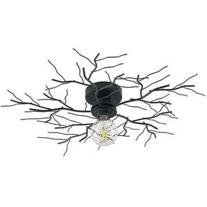 Lindby - plafondlamp - 1licht - ijzer - H: 9 cm - E27 - mat zwart pas cher