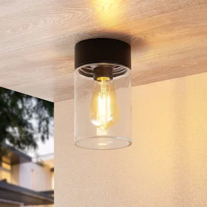 Arcchio - plafondlamp - 1licht - aluminium, glas - H: 20.5 cm - E27 - zwart, helder pas cher
