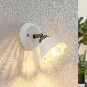 Lindby - buitenspot - 1licht - keramiek, ijzer - H: 16.5 cm - E14 - wit, brons pas cher
