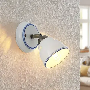 Lindby - buitenspot - 1licht - keramiek, ijzer - H: 16 cm - E14 - wit, brons, blauw pas cher
