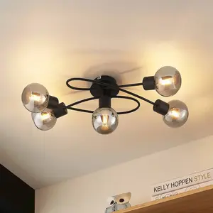 LINDBY Plafonnier à intensité variable 'Elaina' en métal pour salon & salle à manger pas cher