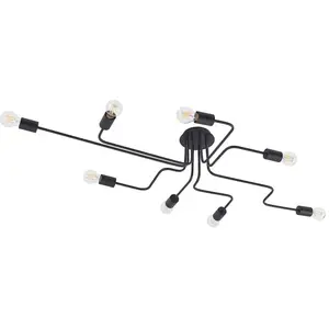 Lindby - plafondlamp - 8lichts - ijzerstaal - H: 20 cm - E27 - zwart pas cher