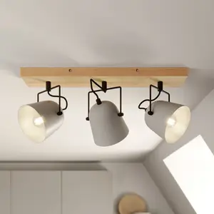 Lindby - buitenspot - 3lichts - eiken, staal - H: 19 cm - E14 - grijs,... pas cher