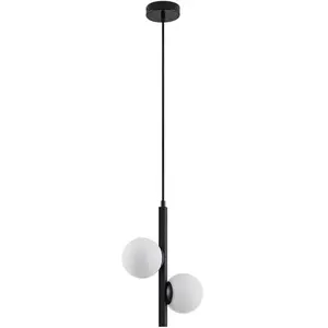 Lucande - hanglamp - 2lichts - ijzer, glas - H: 36.5 cm - G9 - zwart, ...Vendu parbol