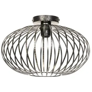 Lindby - plafondlamp - 1licht - Staal - H: 25.6 cm - E27 - zwart, geborsteld messing pas cher