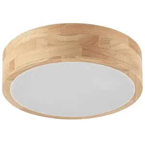 LINDBY Plafonnier à intensité variable 'Tanju' en bois pour salon & salle à manger pas cher