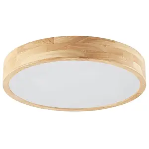 Lindby - plafondlamp hout - 4lichts - eikenhout, kunststof - H: 8 cm - E27 - licht hout, wit pas cher