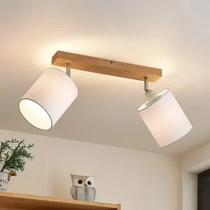 Lindby - buitenspot - 2lichts - eikenhout, textiel - H: 26 cm - E27 - ... pas cher