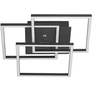 Lindby - LED plafondlamp- met dimmer - 3lichts - IJzer, aluminium, kunststof - H: 10 cm - zwart satijn - Inclusief lichtbronnen pas cher