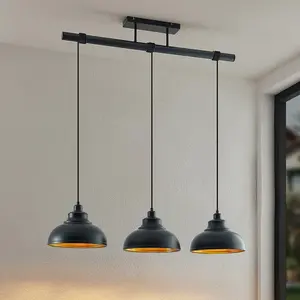 Lindby - hanglamp - 3lichts - staal - E27 - zwart, goud pas cher