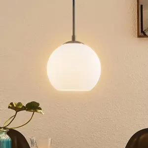 Lindby - hanglamp - 1licht - Staal, glas - H: 17.5 cm - E27 - nikkel, ...Vendu parbol