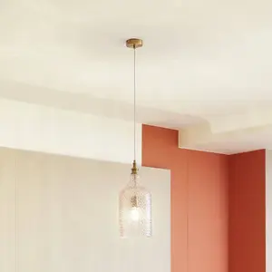 Lindby - hanglamp - 1licht - Glas, metaal - E27 - amber, goud pas cher