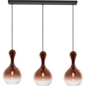 Lucande - hanglamp - 3lichts - Glas, metaal - E27 - koper, zwart