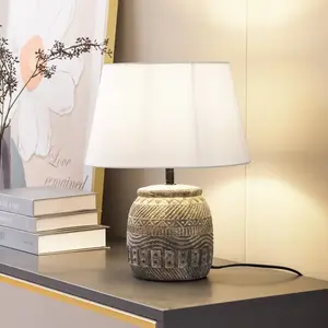LINDBY Lampe à poser 'Aelith' en textile pour salon & salle à manger pas cher