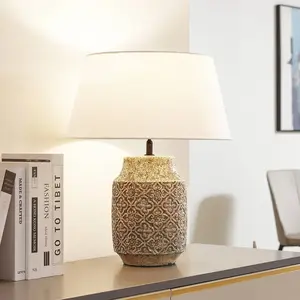 LINDBY Lampe à poser 'Aelith' en textile pour salon & salle à manger pas cher