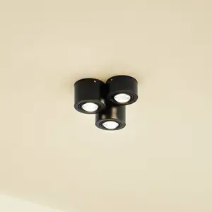 Lindby - plafondlamp - 3lichts - IJzer, aluminium - H: 14.4 cm - GX53 - zwart mat pas cher