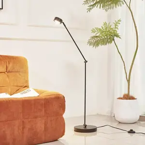 Lindby - vloerlamp - 1licht - ijzer - H: 88 cm - GX53 - zwart mat pas cher