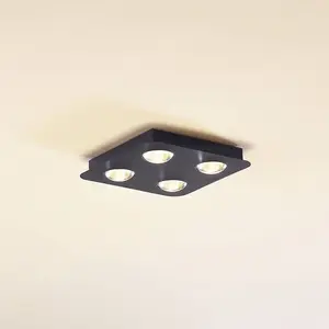 Lindby - plafondlamp - 4lichts - IJzer, kunststof - H: 4.2 cm - GX53 - zwart mat pas cher