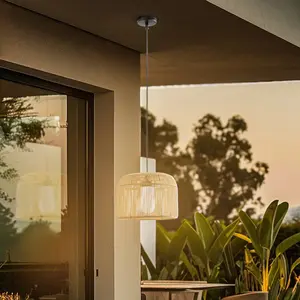 Lucande - Hanglampen - 1licht - Kunststof - E27 - kaki pas cher