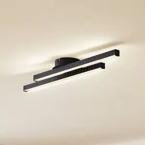 Lindby - LED plafondlamp - 2lichts - Aluminium, ijzer, kunststof - H: 5.4 cm - matzwart - Inclusief lichtbronnen pas cher