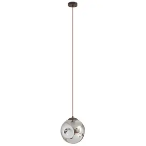 Lindby - hanglamp - 1licht - Glas, ijzer - H: 24 cm - E27 - rookgrijs, koffie pas cher