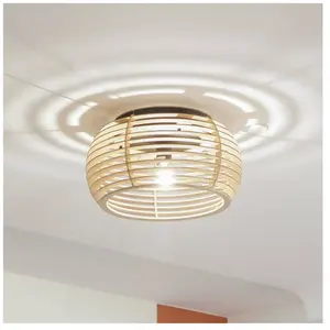 Lindby - plafondlamp hout - 1licht - Hout, ijzer - H: 23.1 cm - E27 - ... pas cher