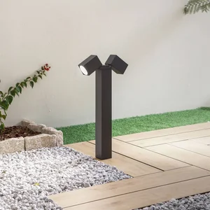 Lindby - Sokkellamp - 2lichts - Aluminium - H: 50 cm - GU10 - donkergrijs
